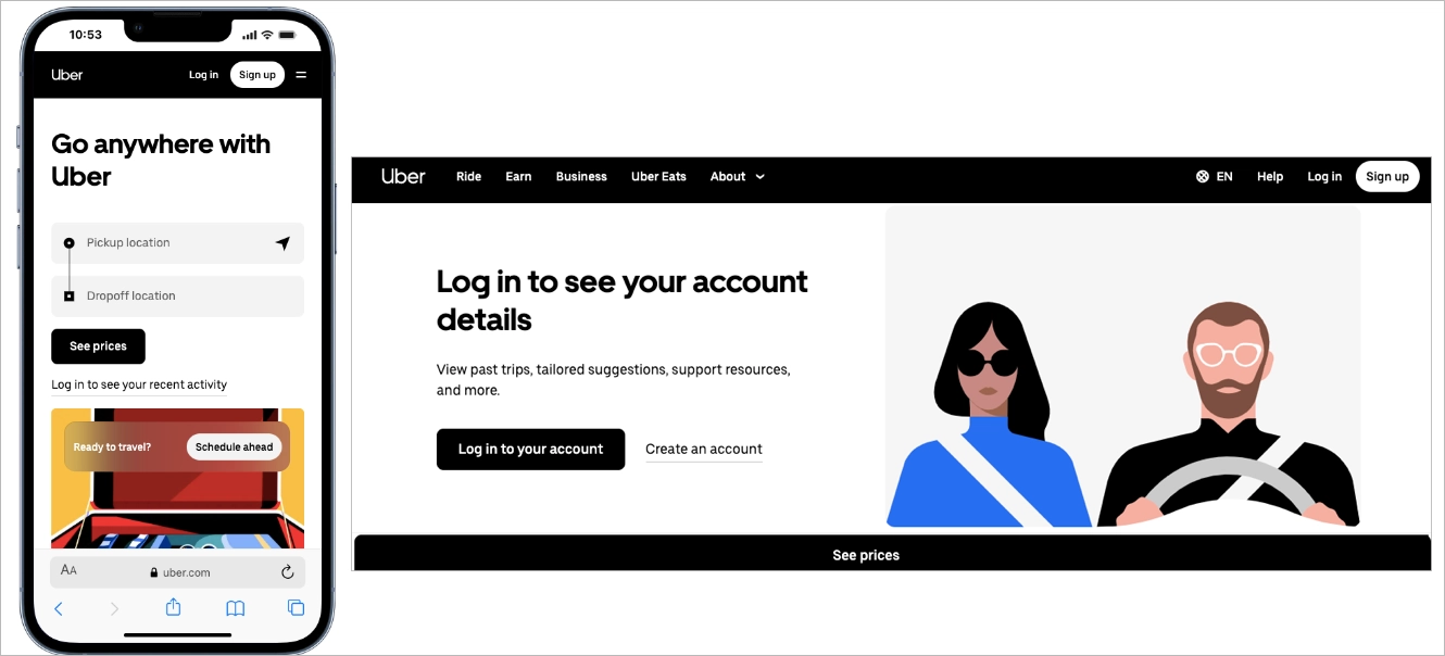 mobile landing page example