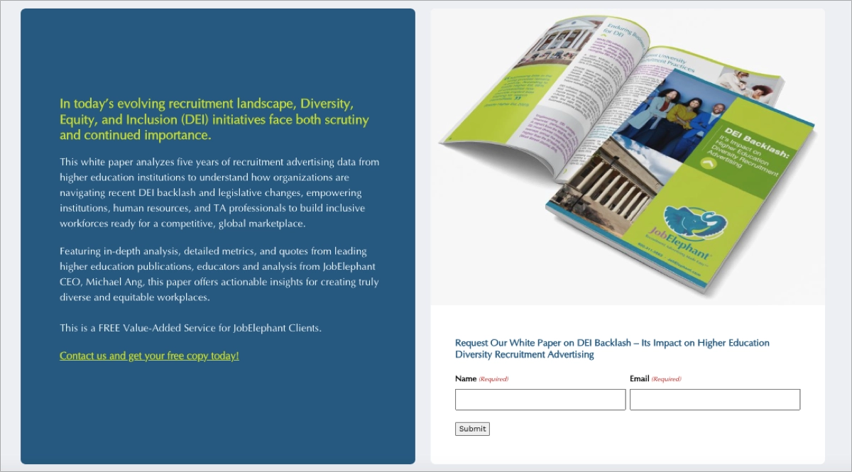 home page con sezione download del libro bianco