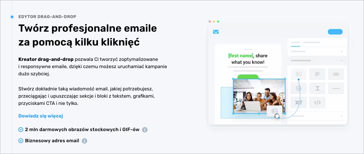 Opis edytora emaili GetResponse