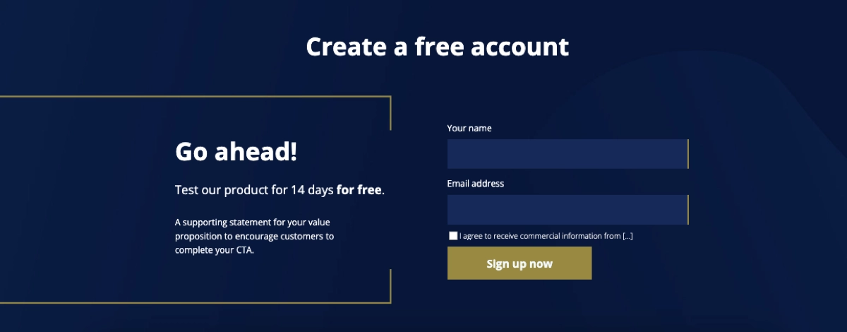 SaaS free trial page template