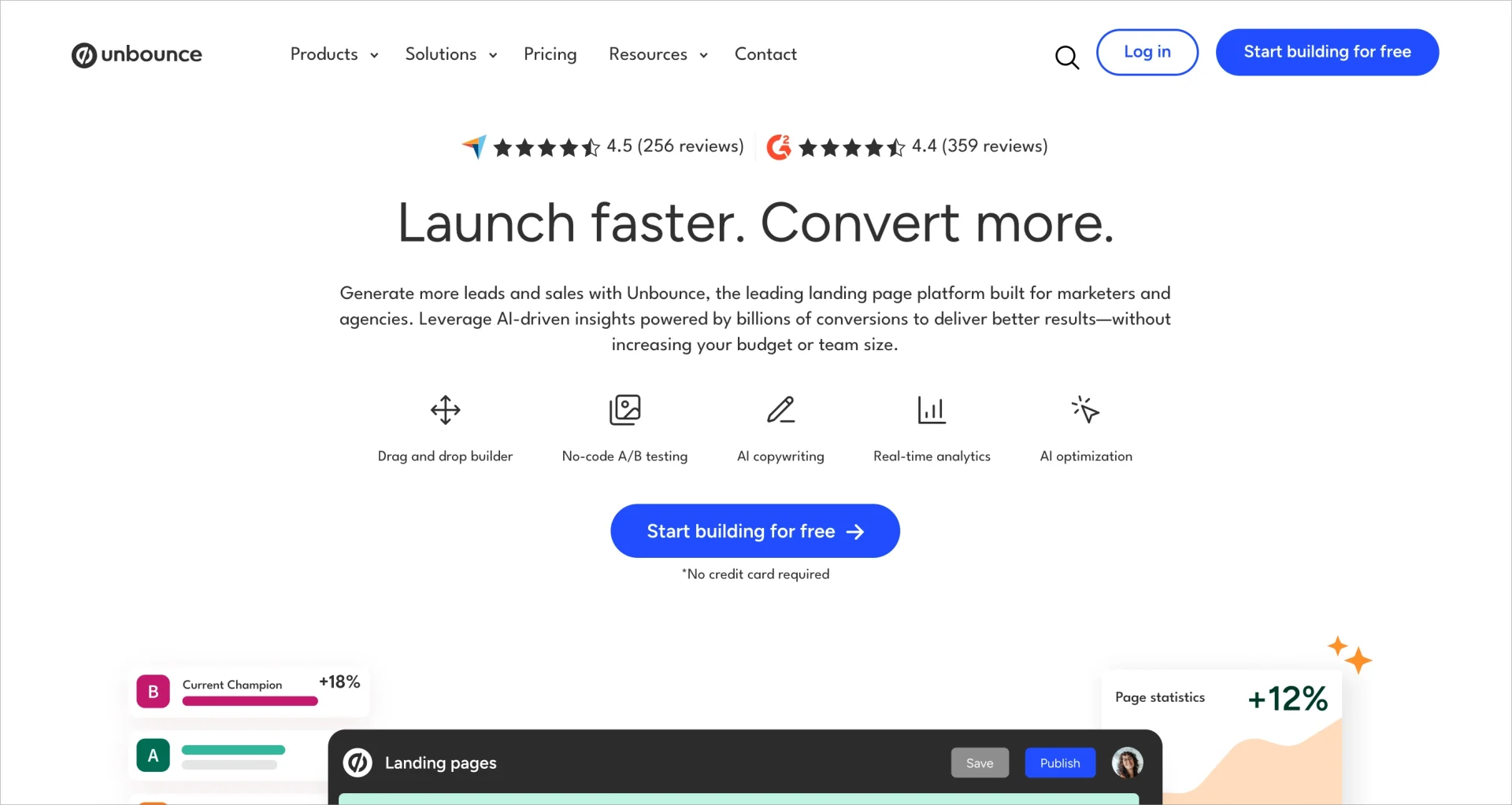 P&aacute;gina principal da Unbounce