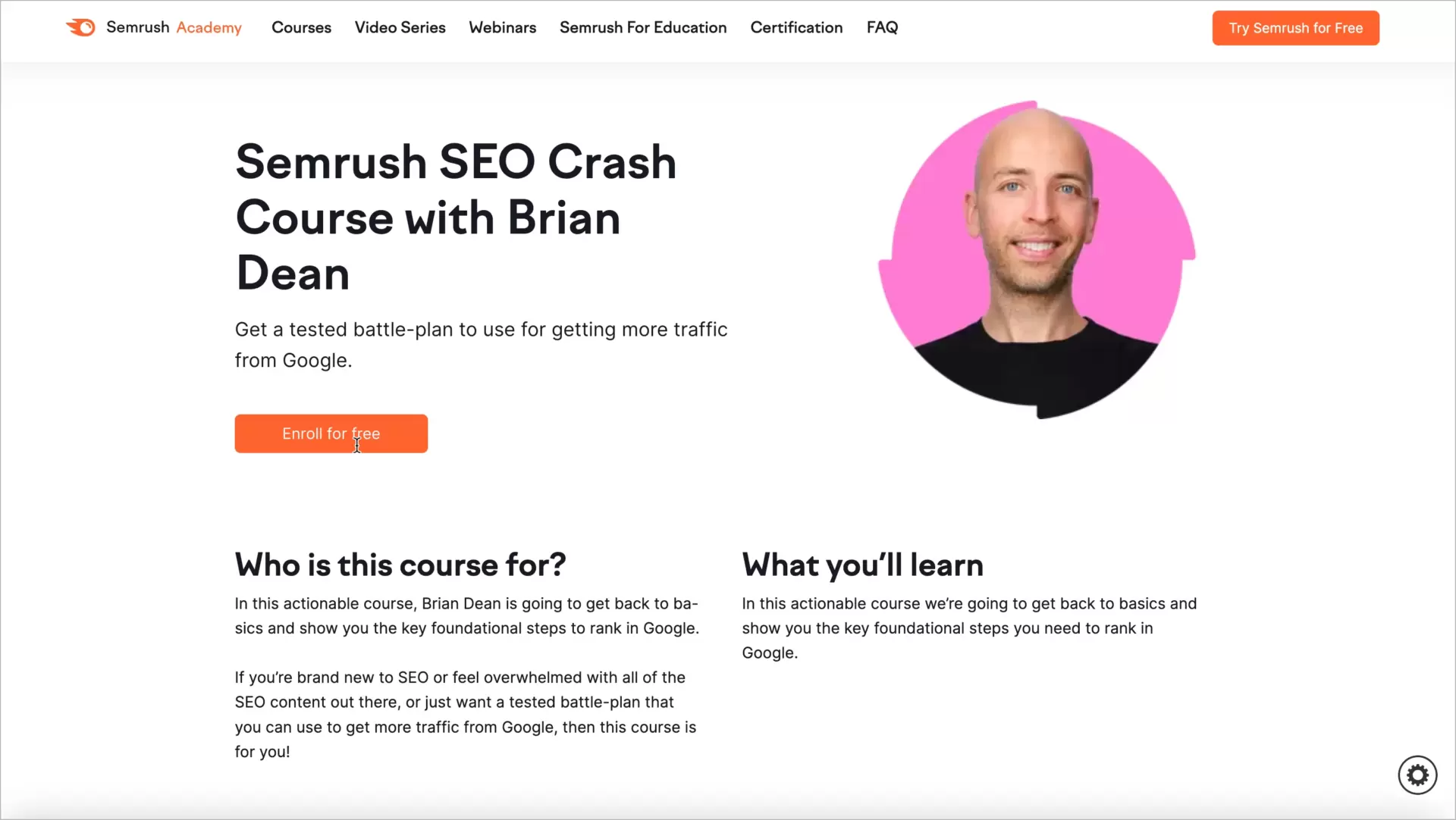 optimizaci&oacute;n de la tasa de conversi&oacute;n en el curso SEO de Semrush