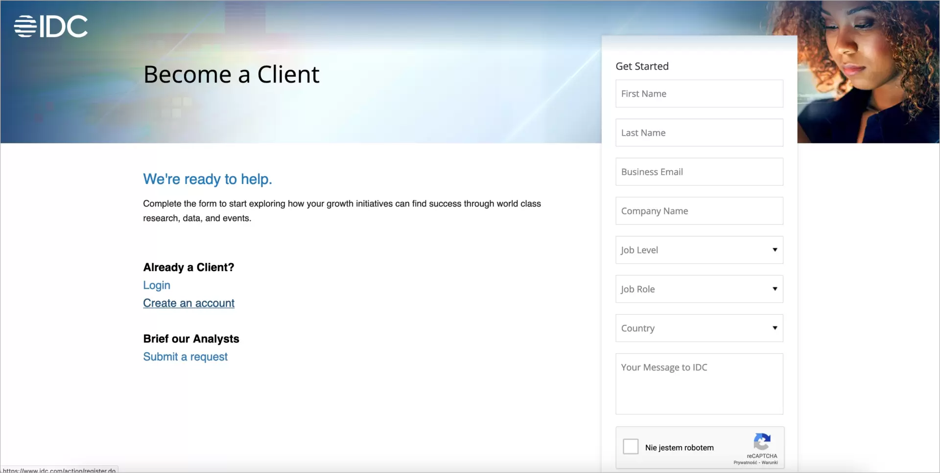 lead generation b2b form on landing page