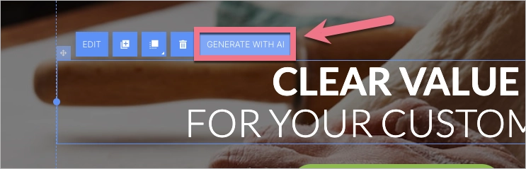 Landingi AI Assistance for text generating