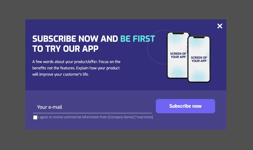 Popup template example