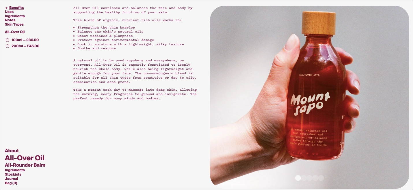 Sch&ouml;nheit landing page Beispiel