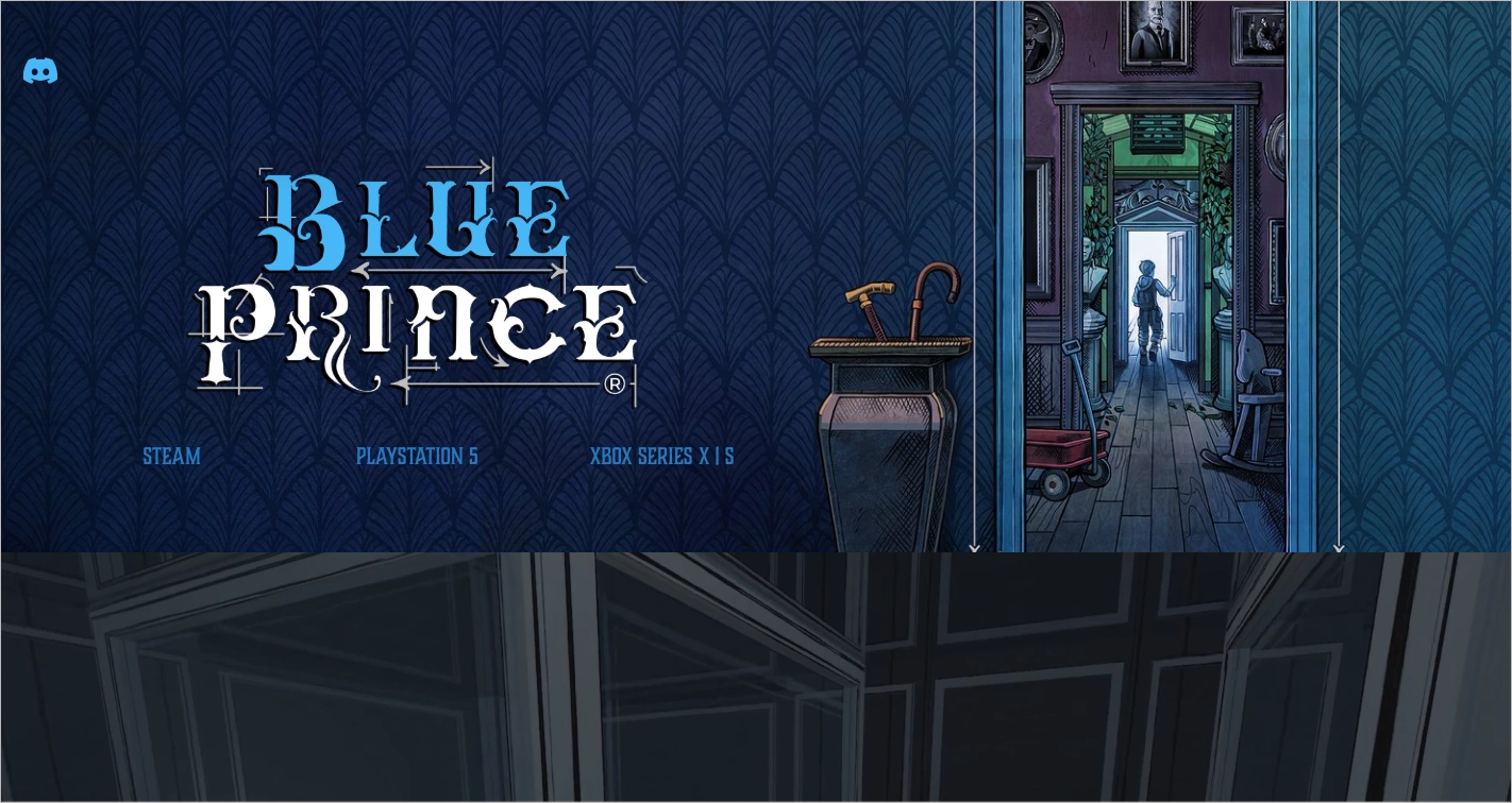 Game landing page example: Blue Prince