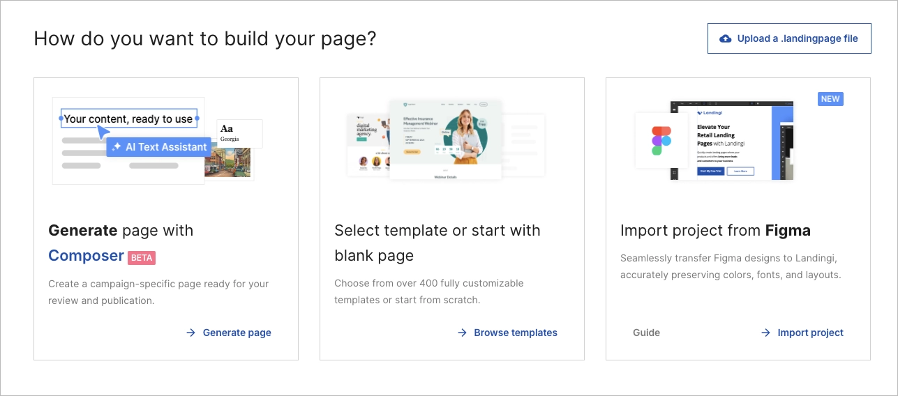 Drei M&ouml;glichkeiten, in Landingi zu bauen