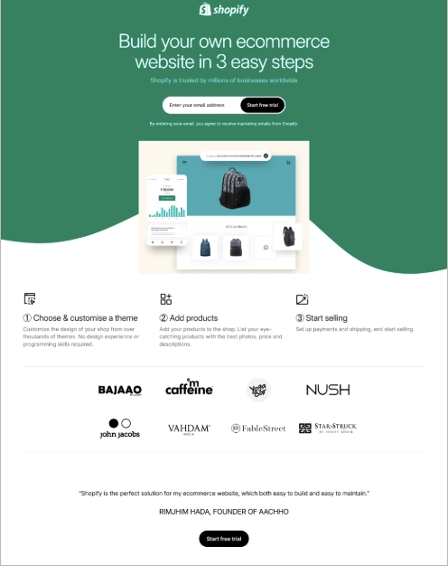click-through landing page example