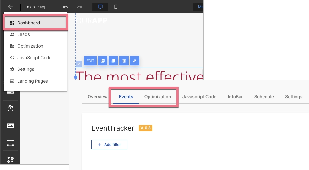 Analytics and A/B tests in Landingi platform