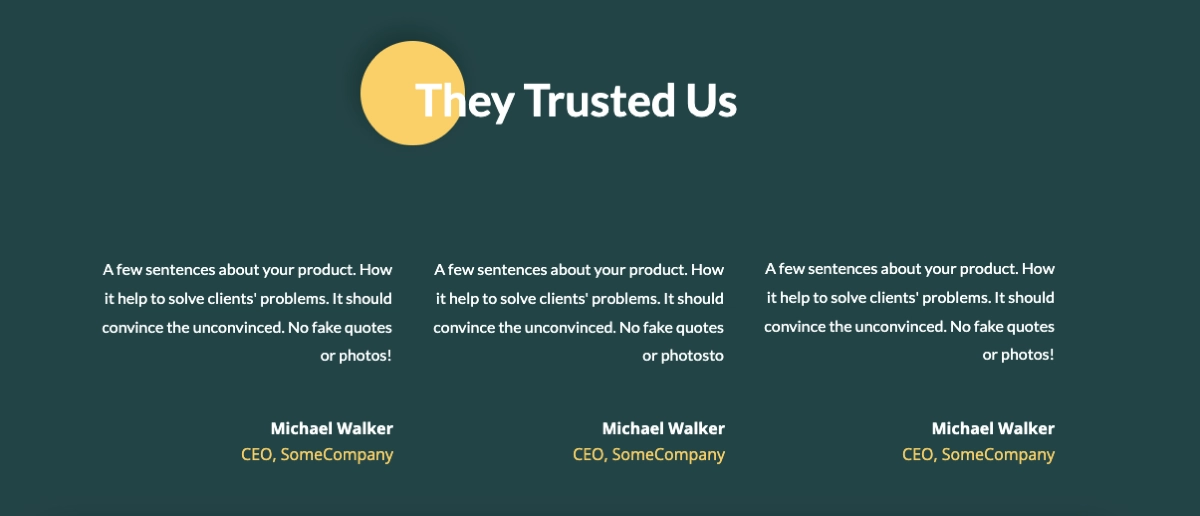 Landing Page Vorlage mit Testimonials