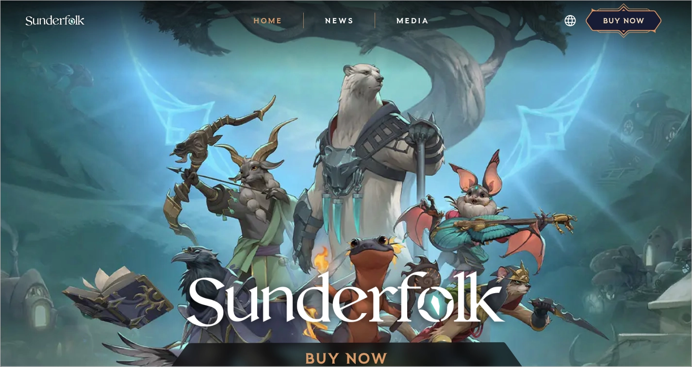 Game landing page examples for design inspiration: Sunderfolk