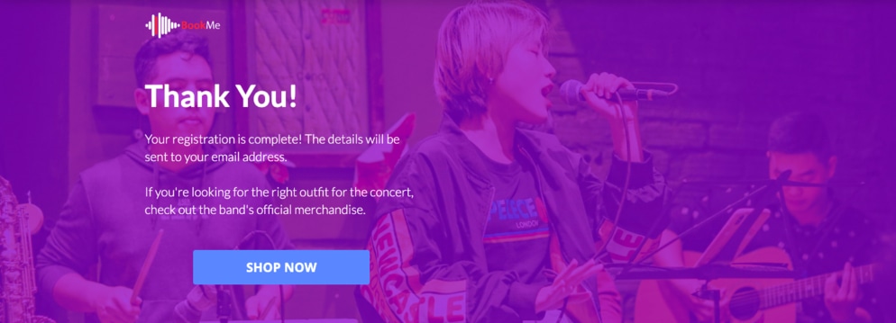 Example of a thank-you page