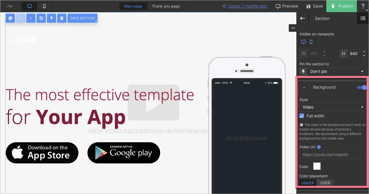 Setting a video background