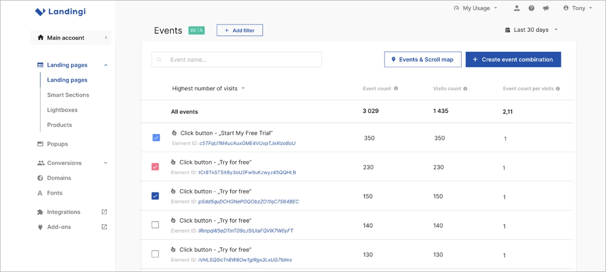  Landing Page Umrechnungen