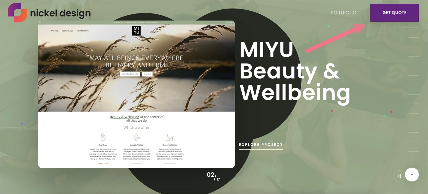 landing page Portfolio-Aufruf zur Aktion