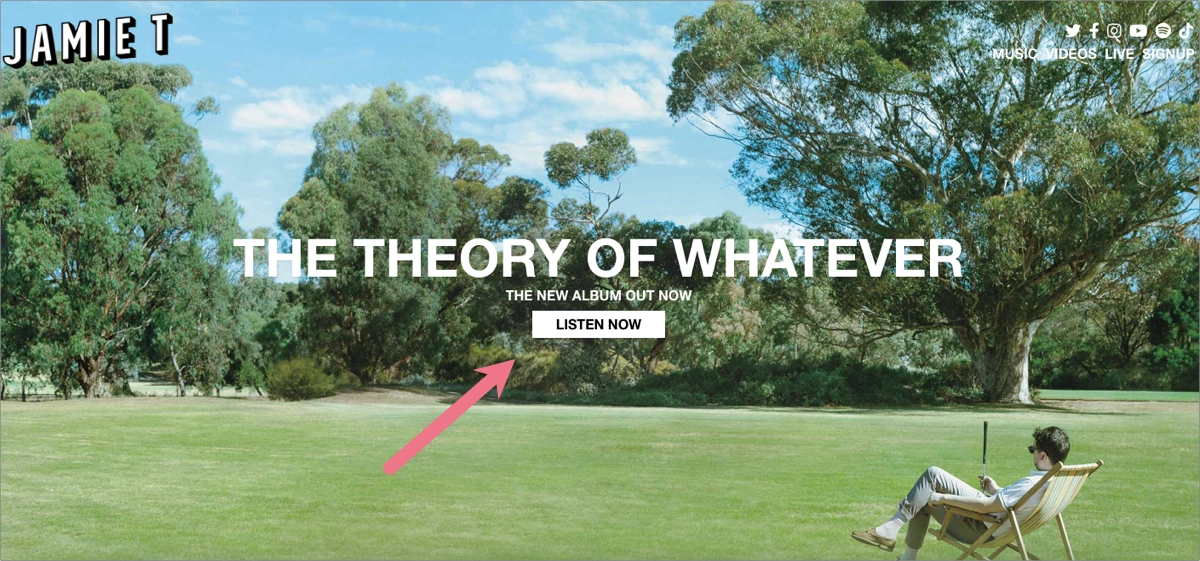 no brainer CTA music landing page example