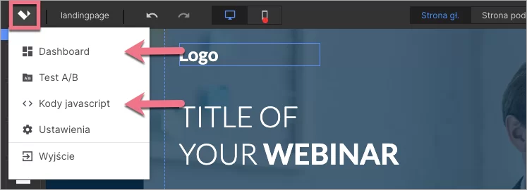 Widok edytora Landingi