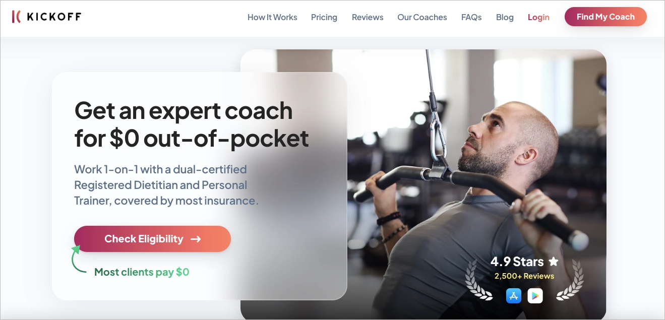 fitness landing page example &ndash; Kickoff