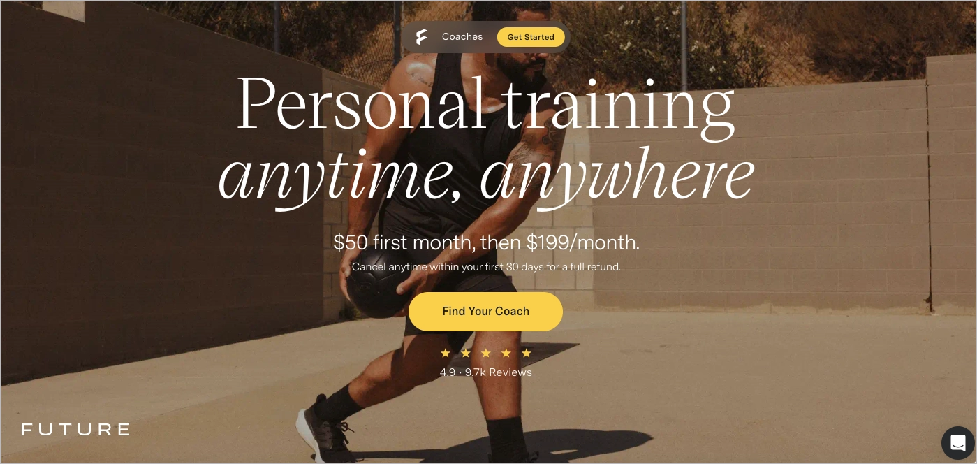 fitness landing page example &ndash; Future