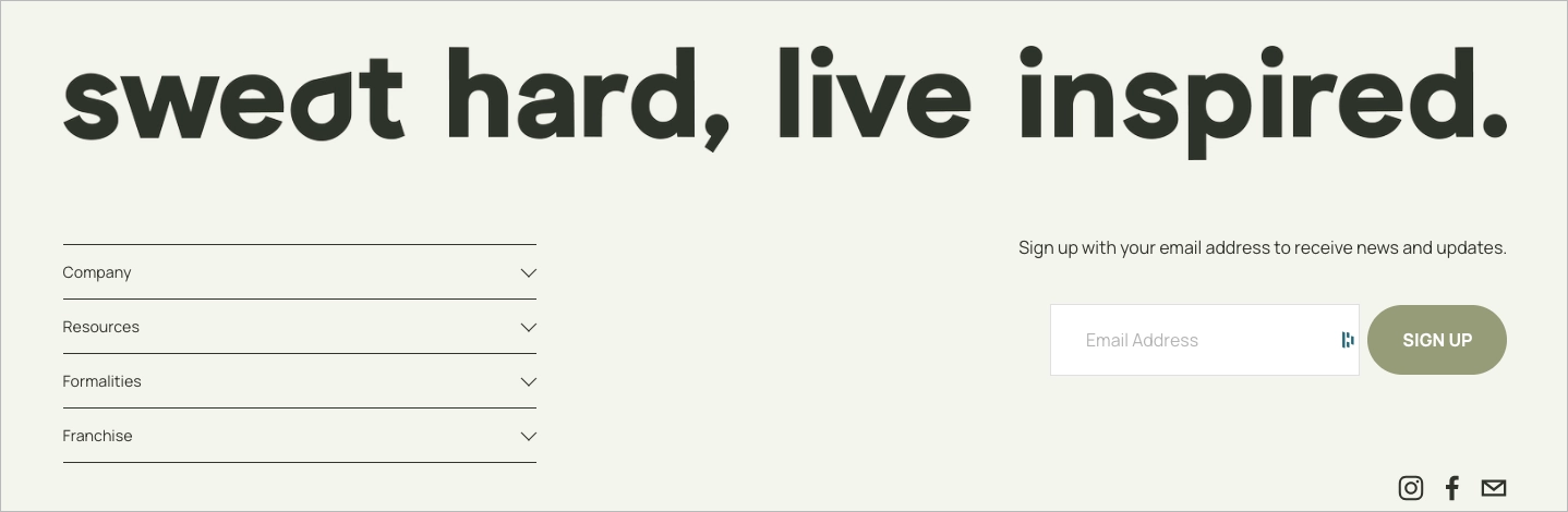 fitness landing page example &ndash; Sweatfluence &ndash; Locations Page