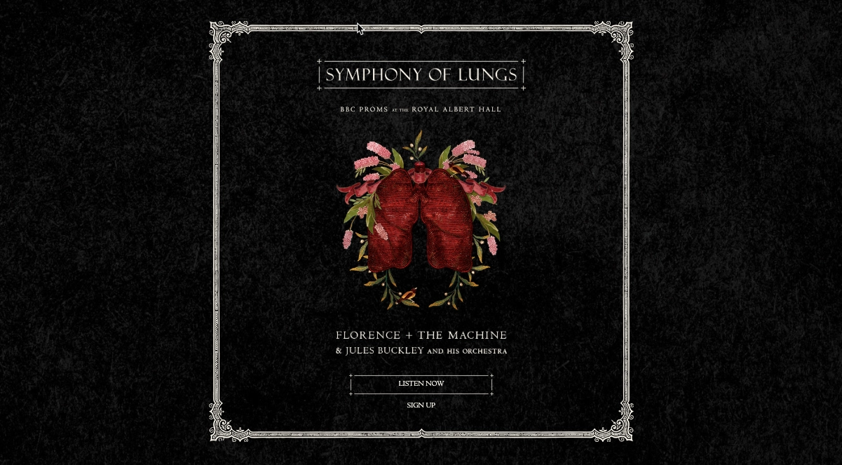 music landing page example