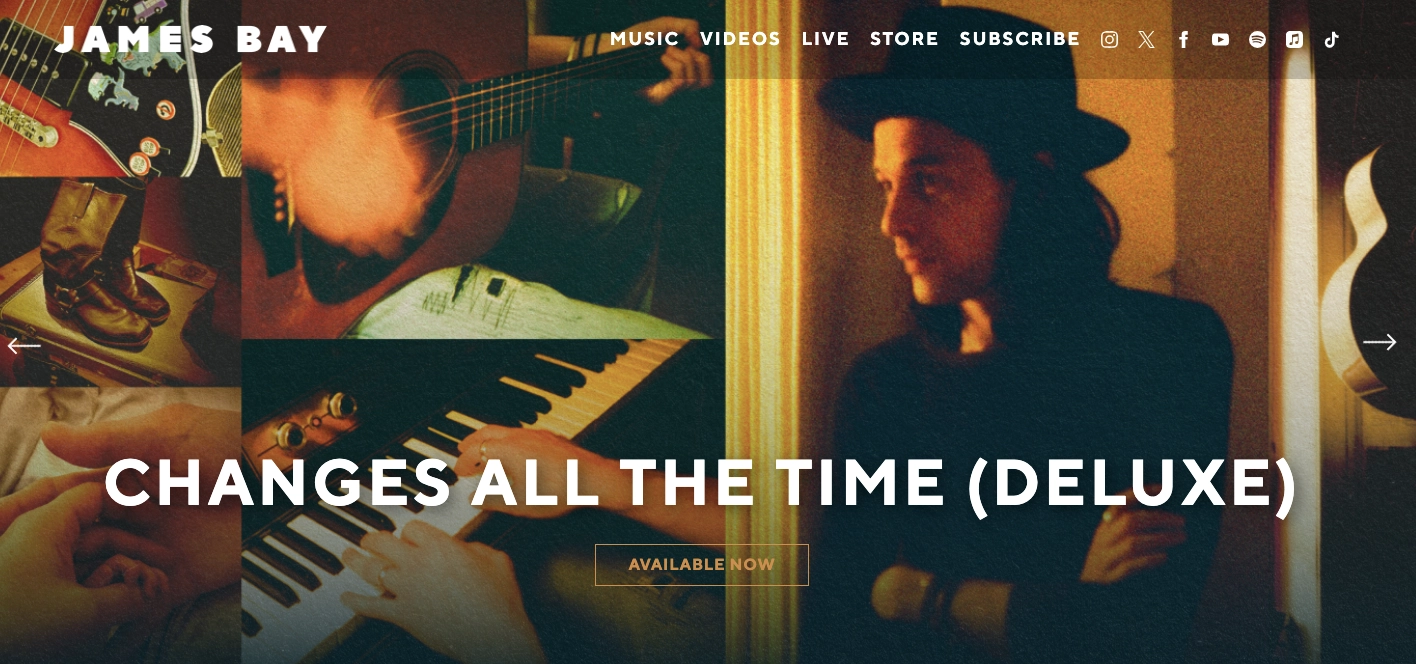 music landing page example