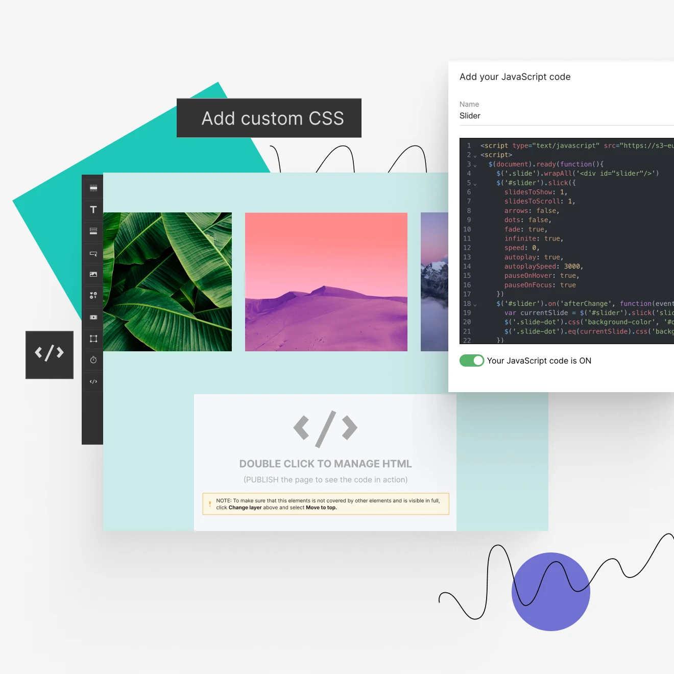 Custom code snippets in Landigni