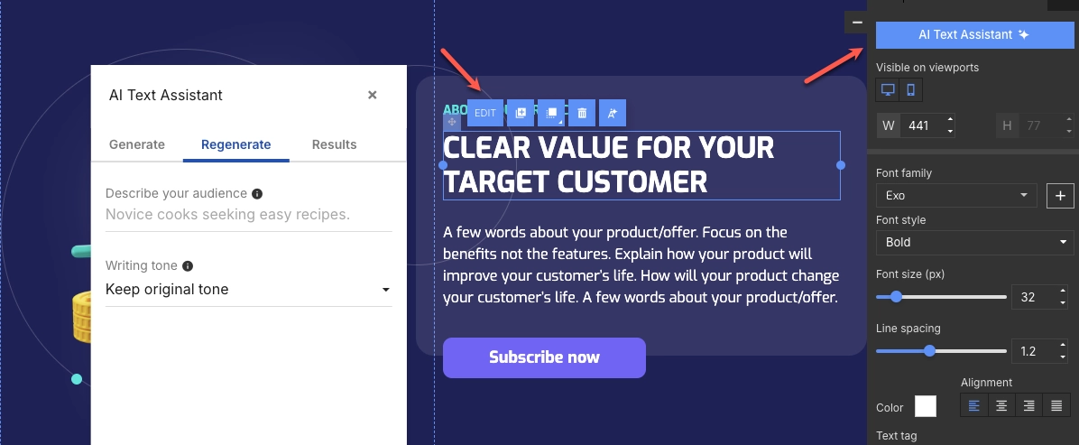 ai assistant landingi