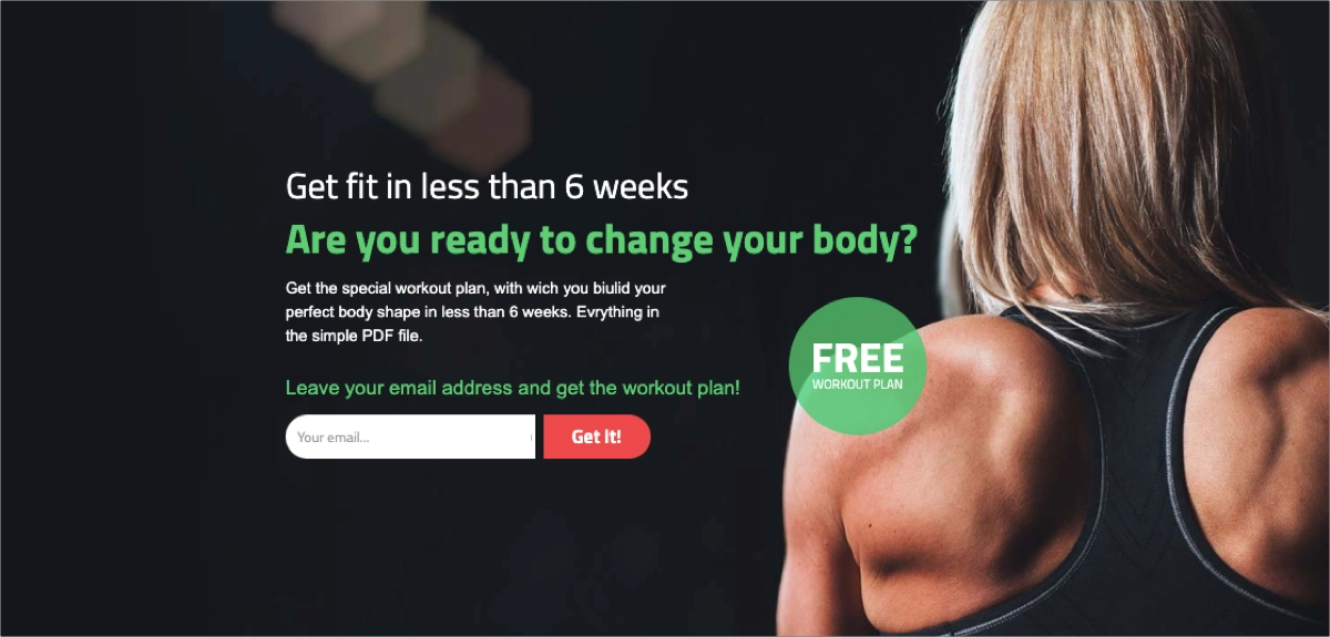 <p>modello di business del fitness landing page</p>