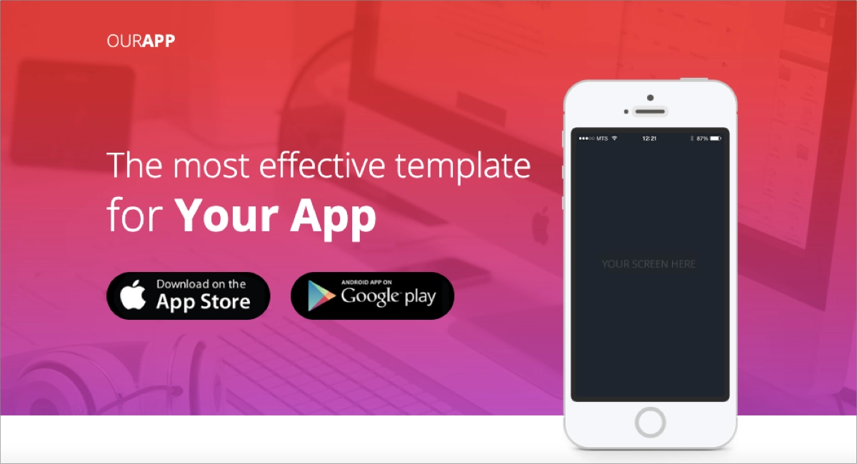 Mod&egrave;le d'application pour kickstarter landing page