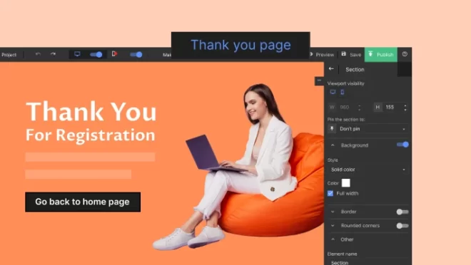 Thank you page in Landingi