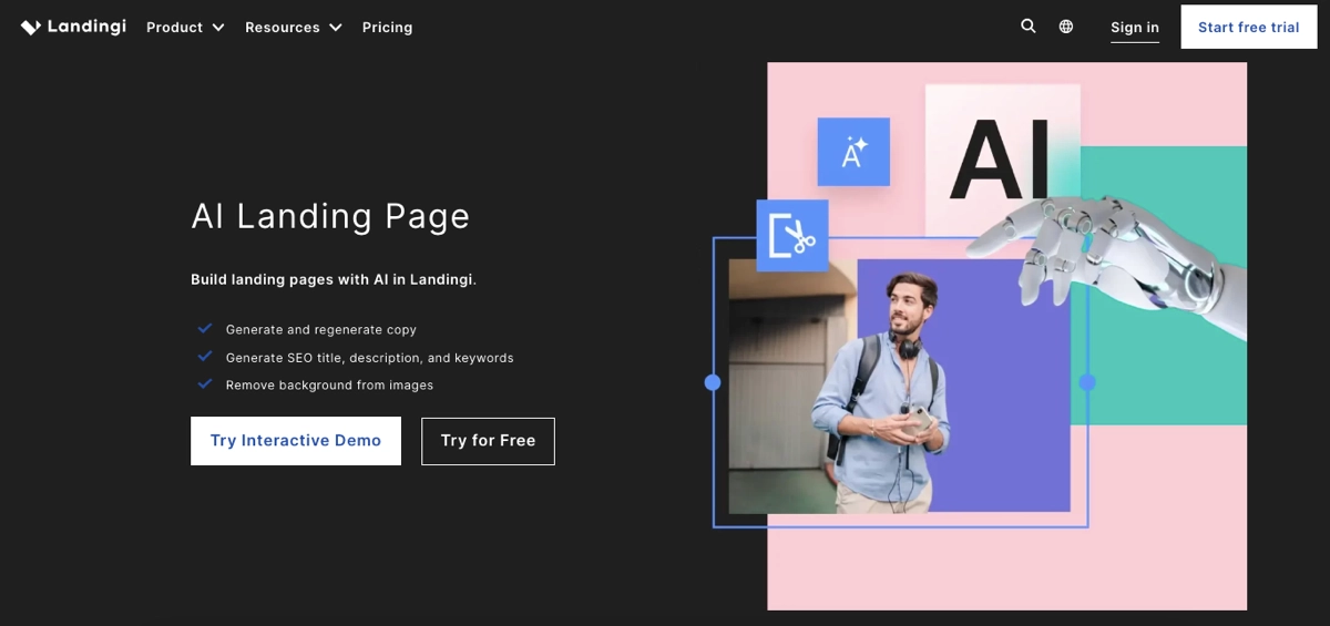 najlepsze narzędzia AI dla landing page'y