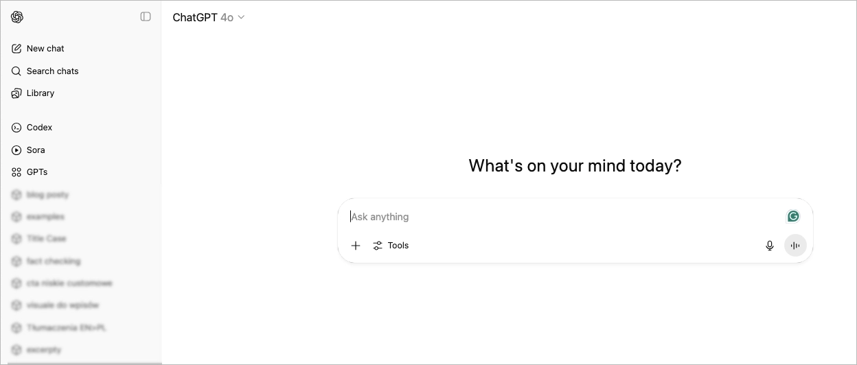 CHAT GPT - Hauptseite