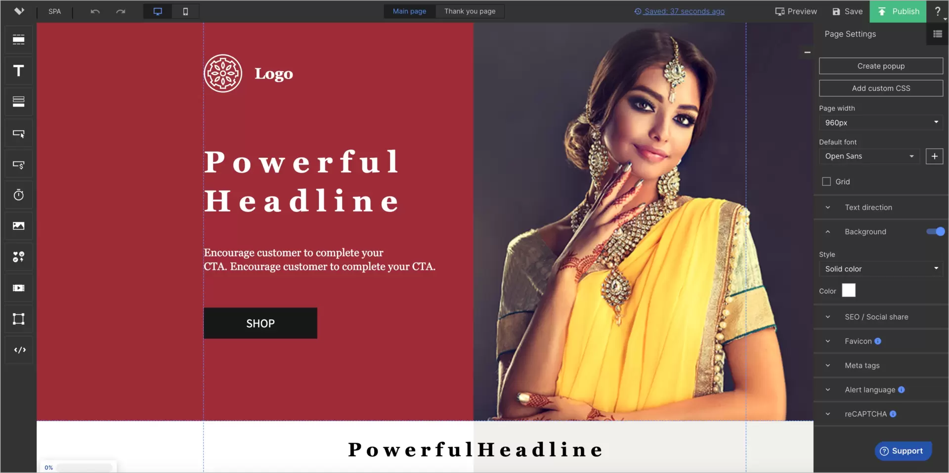 Constructeur facile &agrave; utiliser landing page.