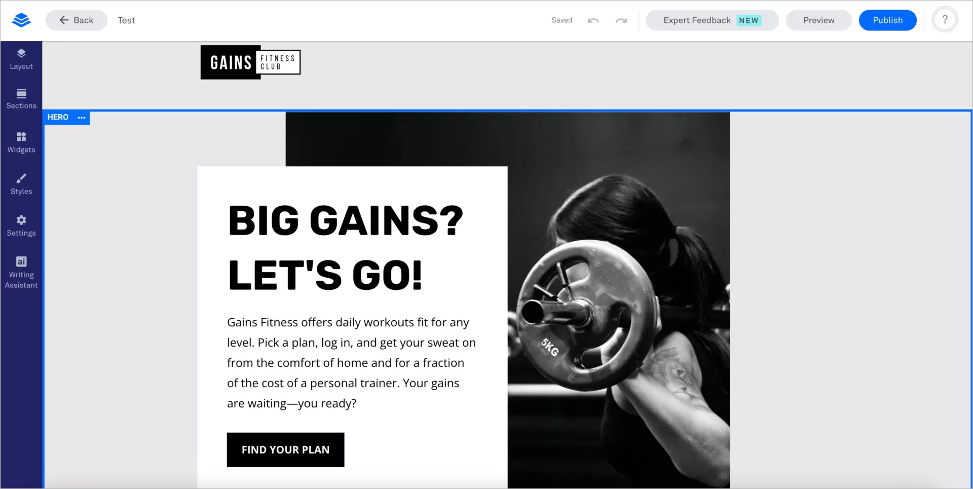 &eacute;diteur par glisser-d&eacute;poser pour les sites web landing pages et les sites &agrave; page unique
