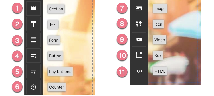 List of Landingi widgets