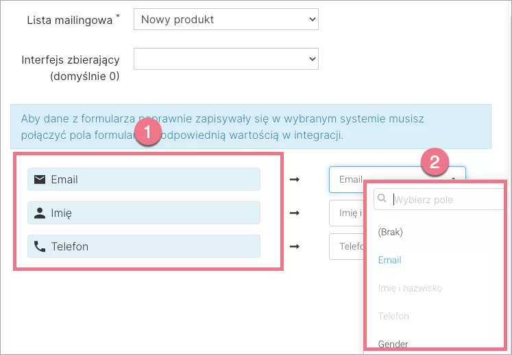 Łączenie p&oacute;l formularza dla integracji Landingi i SARE