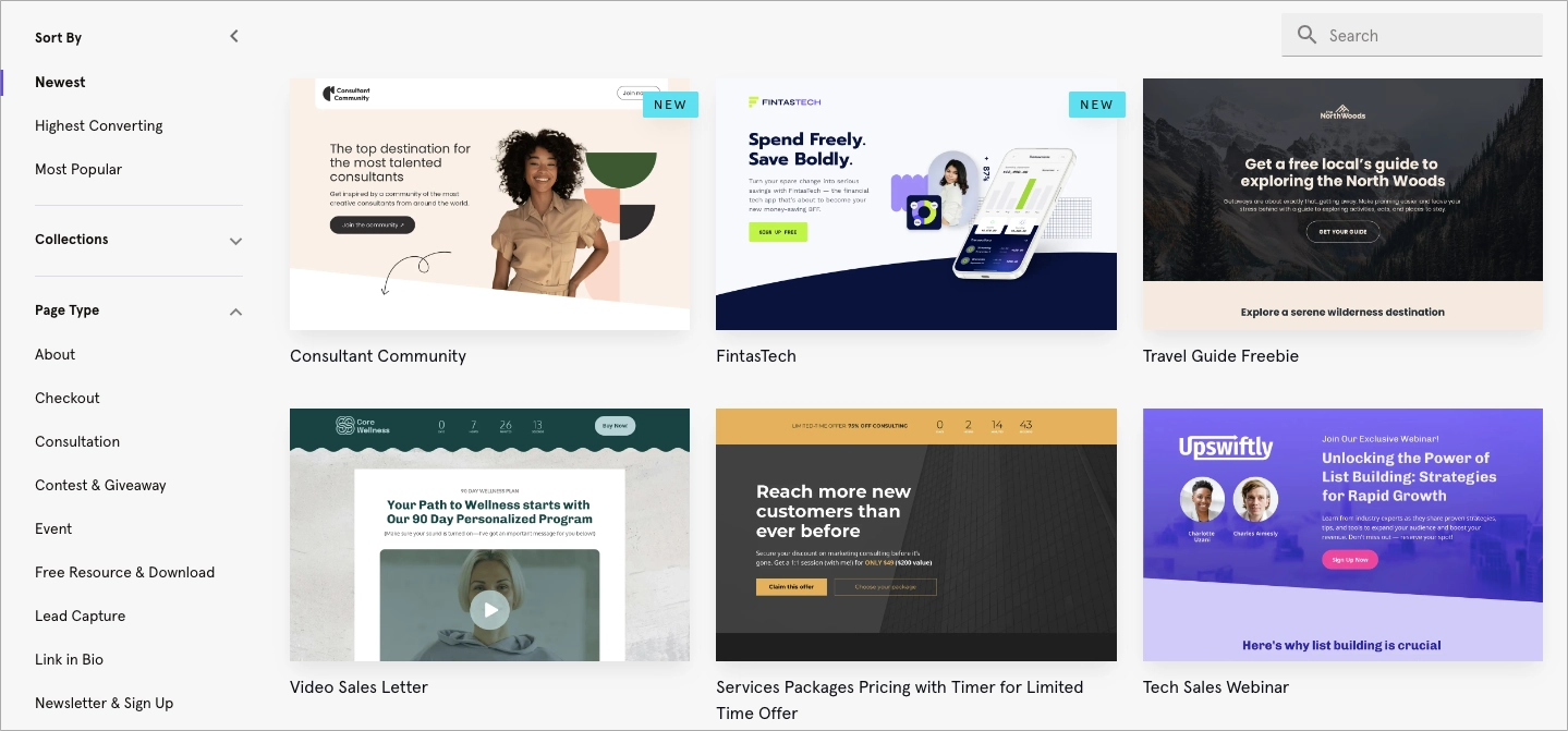 Leadpages template gallery