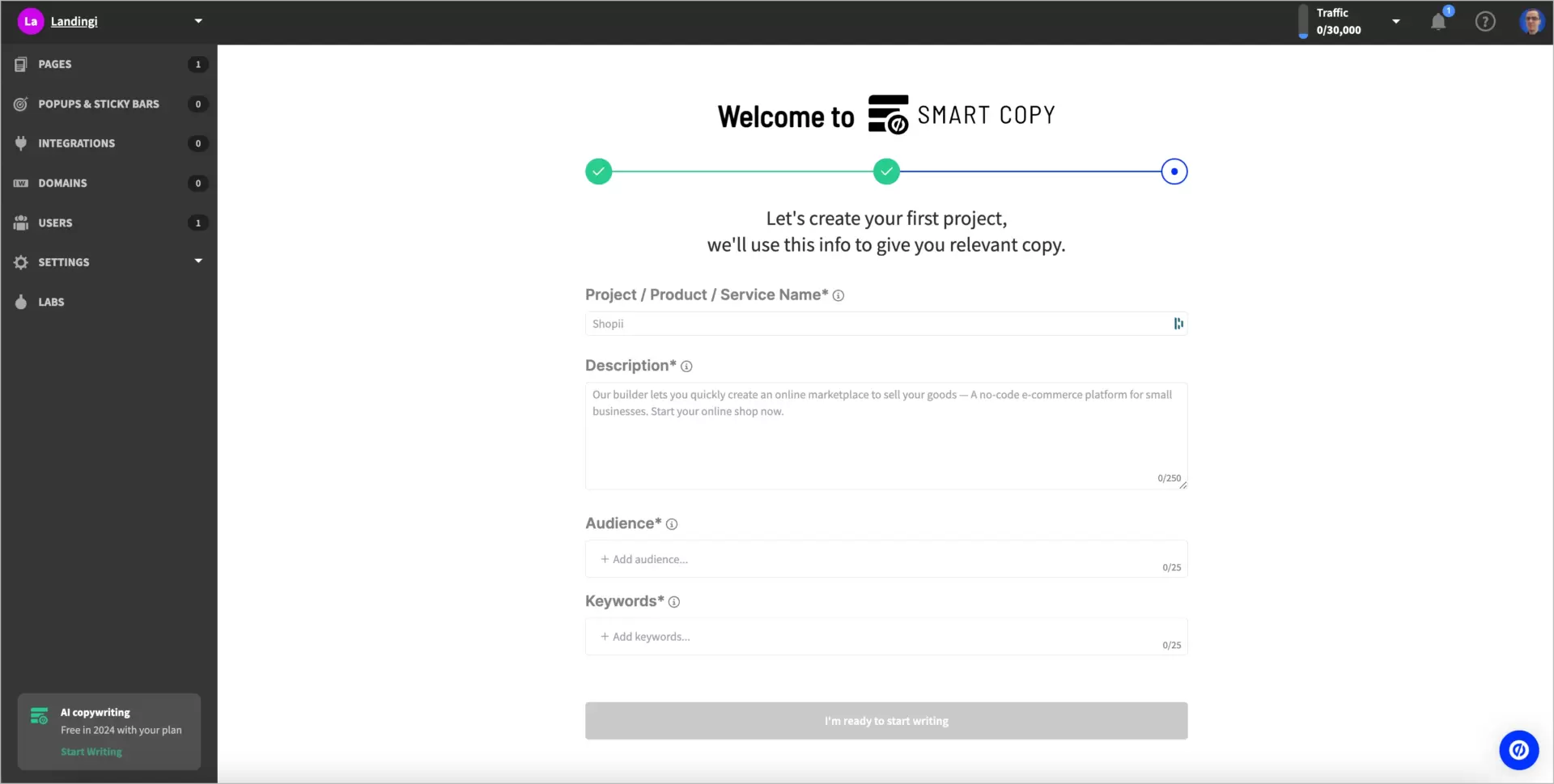 one of the best AI copy generators in landing page builders