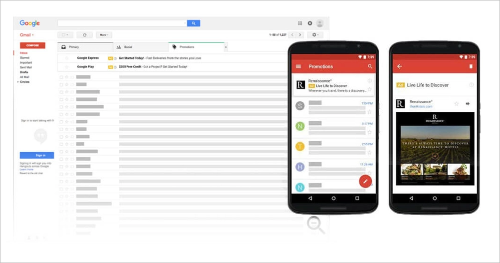Gmail sponsored promotions