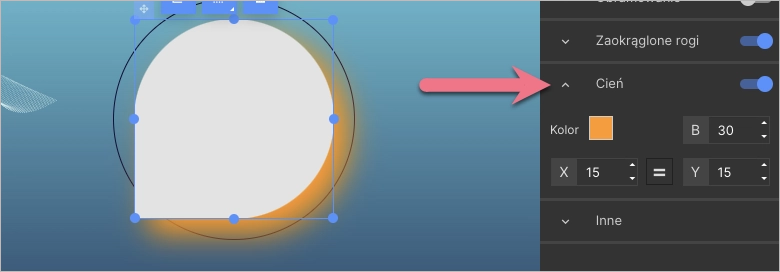 Cień dla widgetu Kształty