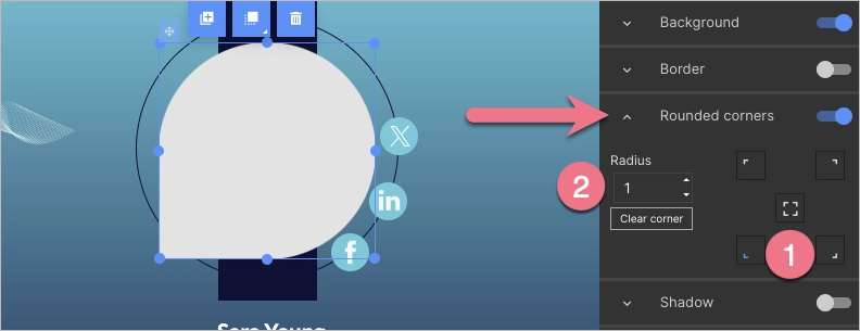 Rounded corners settings for Shapes widget