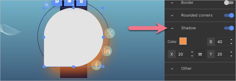 Shadow settings for Shapes widget