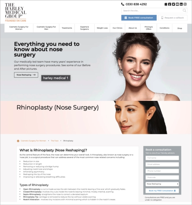 Harley Medical landing page