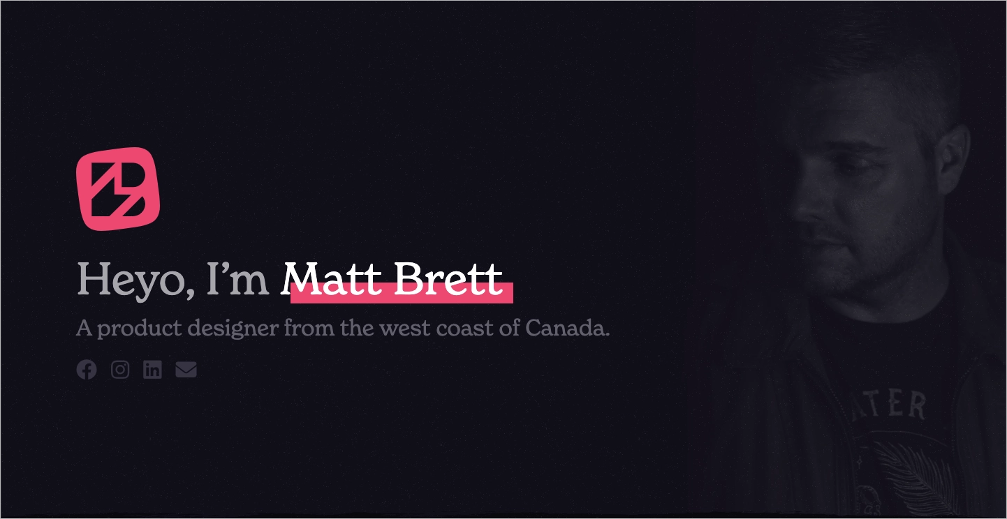 Personal landing page without website example