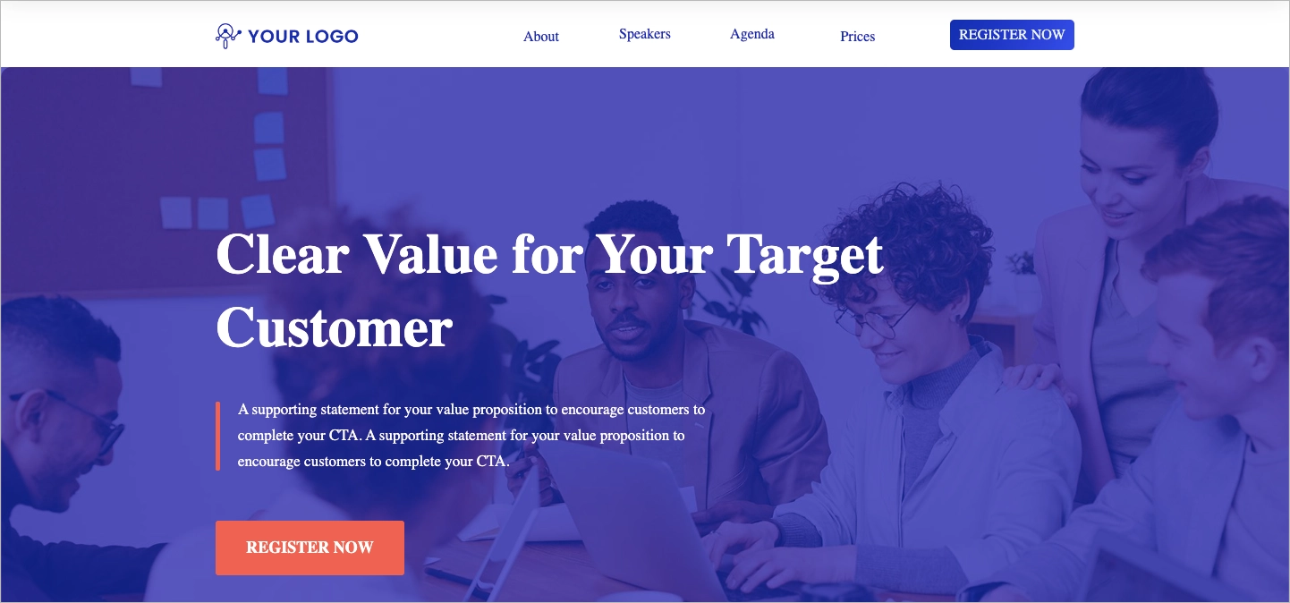 Virtual event standalone landing page template