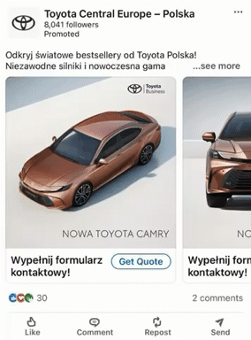 Exemplo de an&uacute;ncio de carrossel do LinkedIn