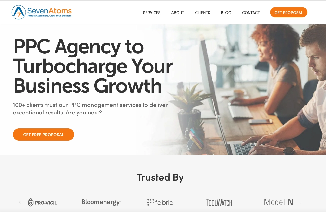 p&aacute;gina de inicio de empresa especializada en optimizaci&oacute;n de estrategias de marketing digital