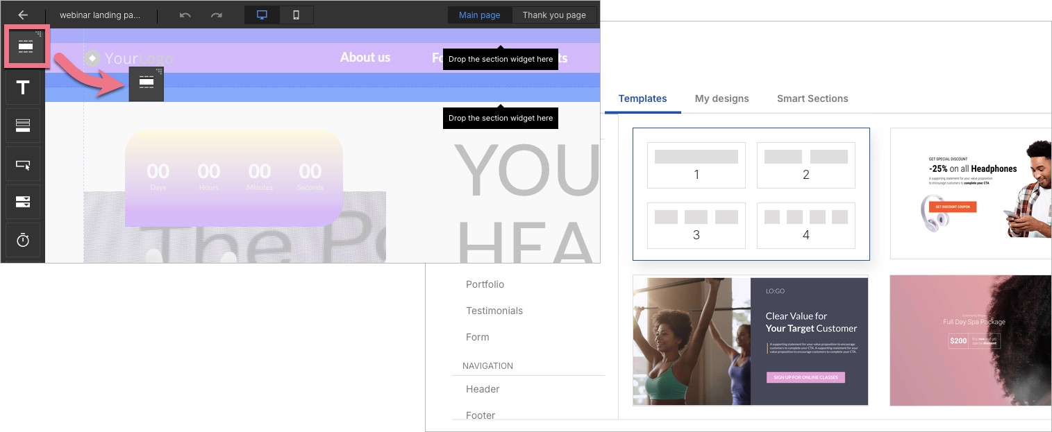 Geb&auml;ude Landing Page mit Abschnitten